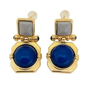 NEW vintage runway style glass gold plated statement earrings